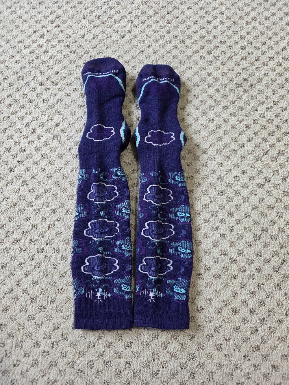 Smartwool Purple Floral Pattern Women's Crew Socks